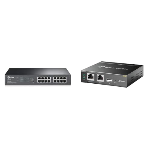 TP-Link TL-SG1016PE 16-Port Gigabit Easy Smart Switch mit 8-Port PoE+ & OC200 Omada Hybrid PoE Hardware Controller für EAP Serie von TP-Link