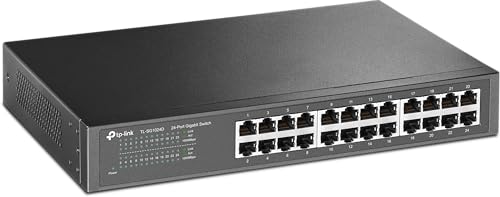 TP-Link TL-SG1024D 24 Port Gigabit Netzwerk Switch (Rackmount, 48Gbit/s Switching-Kapazität, 24*RJ-45 Ports, Metallgehäuse, IGMP-Snooping, unmanaged, Plug-und-Play) schwarz von TP-Link