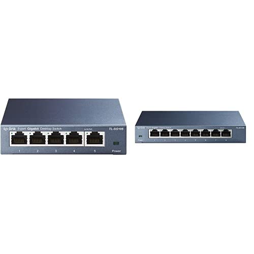 TP-Link TL-SG105 5-Ports Gigabit Netzwerk Switch bündeln mit TP-Link TL-SG108 LAN Switch 8 Port Netzwerk Switch von TP-Link
