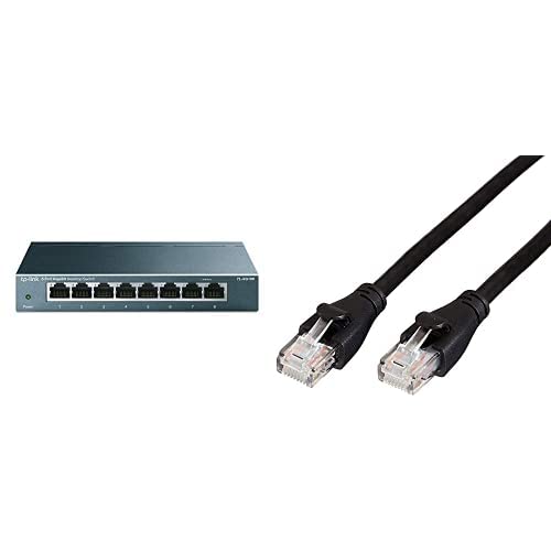 TP-Link TL-SG108 LAN Switch 8 Port Netzwerk Switch mit Amazon Basics Ethernet-Netzwerkkabel, RJ45, Cat6, 1,5 m, 1.000Mbit/s von TP-Link