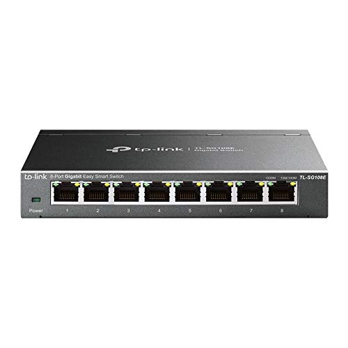 TP-Link TL-SG108E Managed Switch 8 Port Gigabit Ethernet LAN Switch(Plug-and-Play Netzwerk Switch,Metallgehäuse, QoS, IGMP-Snooping,LAN Verteiler, zentrales Management, energieeffizient)schwarz von TP-Link