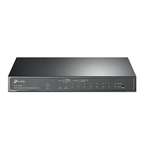 TP-Link TL-SG1210MPE Gigabit 10 Port Managed PoE Switch (8 Gigabit PoE+ Ports, 1* Gigabit SFP Port, 123 W, IEEE-802.3af/at, Plug-and-Play, QoS, IGMP,lüfterlos) Schwarz von TP-Link