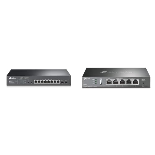 TP-Link TL-SG2210MP 8 Port Gigabit Smart PoE Switch mit 2 SFP-Slots & ER605 5 Port Dual/Multiple WAN VPN Router(bis zu 4 Gigabit WAN Ports von TP-Link