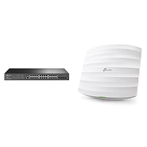 TP-Link TL-SG3428 24-Port Gigabit L2 Managed Netzwerk LAN Switch mit 4 SFP-Slots, schwarz & EAP245 AC1750 WLAN Access Point (Dualband 1750 Mbit/s mit MU-MIMO, Omada SDN) weiß von TP-Link