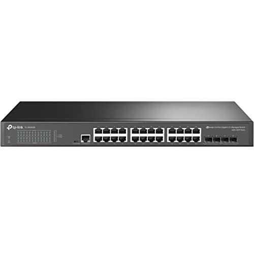 TP-Link TL-SG3428 24-Port Gigabit L2 Managed Netzwerk LAN Switch mit 4 SFP-Slots (19 Zoll Rack-Montage, Zentrales Cloud-Management, Omada-SDN,IPv6, QoS, IGMP, LAN) schwarz,Geschäfts-Netzwerk von TP-Link