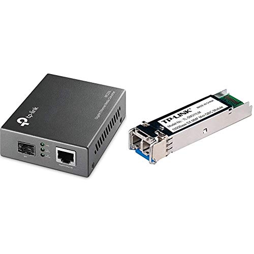 TP-Link TL-SM311LM Gigabit SFP Modul (Multi-Mode MiniGBIC) & MC220L Gigabit-Ethernet-Medienkonverter schwarz metallic von TP-Link