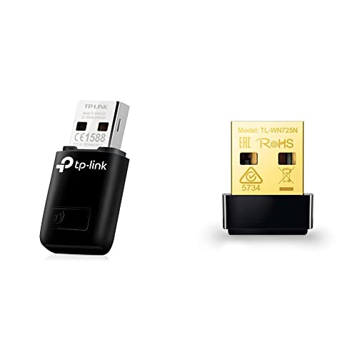 TP-Link TL-WN823N WLAN USB Stick (300Mbit/s 2,4 GHz, Mini Größe Adapter, WPS Taste für einfache Installation) & TL-WN725N Nano WLAN USB Adapter (bis zu 150Mbit/s, Nano Größe, Soft AP) schwarz von TP-Link