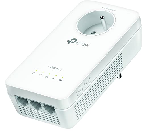 TP-Link TL-WPA8635P(BE) AV1300 AC1200 Gigabit WLAN WiFi Powerline Adapter mit Steckdose (WiFi Clone, MU-MIMO, App-Steuerung, 3 Gigabit-Ports, Plug & Play, AP-Modus, Media Streaming) weiß von TP-Link