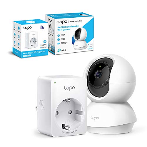 TP-Link Tapo C200 WLAN IP Kamera Überwachungskamera (Linsenschwenkung- und Neigung, 1080p-Auflösung, 2-Wege-Audio) Weiß + smarte WLAN Steckdose (Fernzugriff, Zeitpläne) weiß von TP-Link