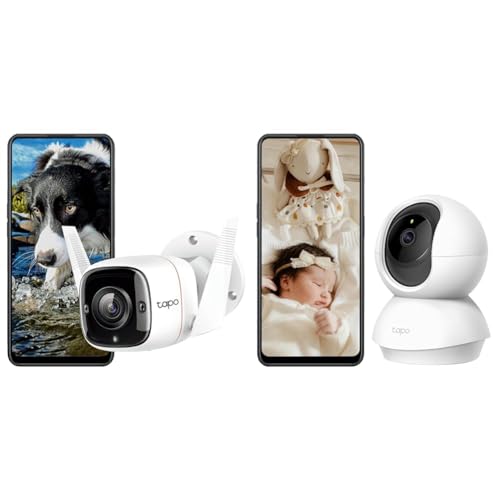 TP-Link Tapo C310 Überwachungskamera Außen, WLAN IP Kamera, 3MP Hochauflösung, 30m Nachtsicht, Bewegungserkennung, IP66 wasserdicht & C200 WLAN IP Kamera Überwachungskamera, Weiß von TP-Link