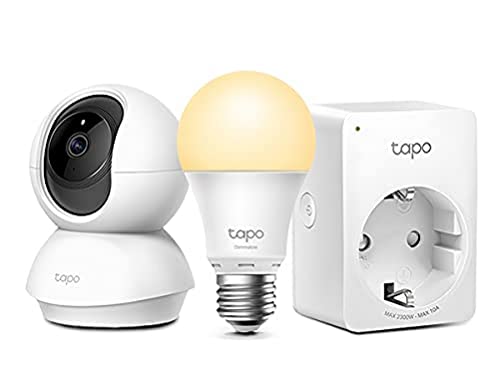 TP-Link Tapo Smart Home Lösung, Starter Set, Einstieg ins smarte Zuhause, Intelligente Steuerung, Vernetzung Deiner technischen Geräte (Tapo C200 + Tapo P100 + Tapo L510E) von TP-Link