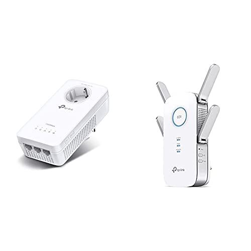 TP-Link WLAN Powerline Adapter TL-WPA8631P(Dualband WLAN 1200Mbit/s, AV1300 Powerline) weiß & RE655 WLAN Verstärker Repeater AC2600 (Dual-WLAN AC + N, 1733 MBit/s 5GHz + 800MBit/s 2,4GHz) von TP-Link