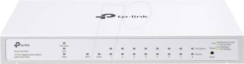 TPLINK FS310GP - Switch, 10-Port, Gigabit Ethernet, SFP, PoE+ von TP-Link