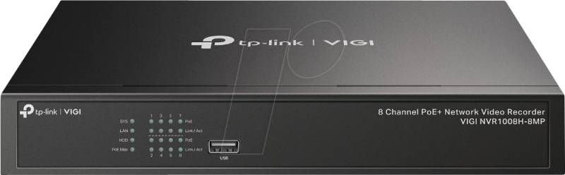 TPLINK NVR1008H8 - Netzwerk-Videorekorder, 8-Kanal, PoE+ von TP-Link