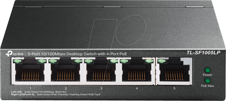 TPLINK SF1005LP - Switch, 5-Port, Fast Ethernet, PoE von TP-Link