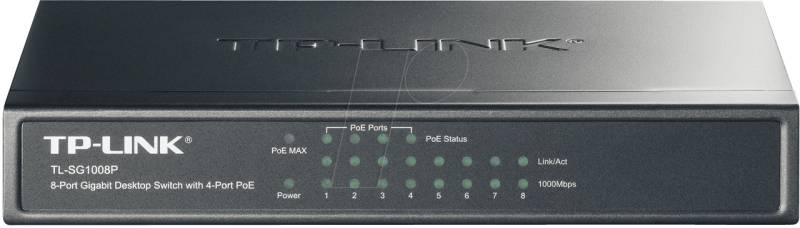 TPLINK SG1008P - Switch, 8-Port, Gigabit Ethernet, PoE von TP-Link