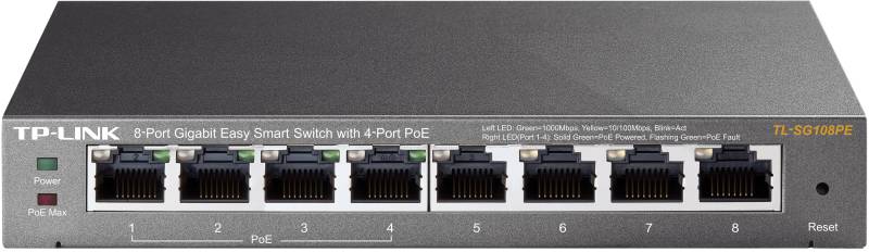 TPLINK TLSG108PE - Switch, 8-Port, Gigabit Ethernet, PoE von TP-Link