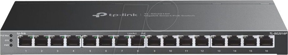 TPLINK TLSG2016P - Switch, 16-Port, Gigabit Ethernet, PoE+ von TP-Link