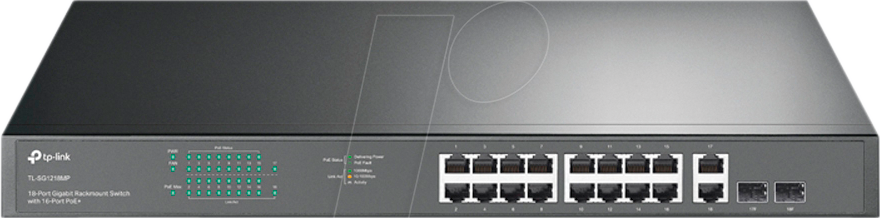 TPLINK TSG1218MP - Switch, 18-Port, Gigabit Ethernet, PoE+, 2x RJ45/SFP TPLINK TSG1218MP - Switch, 18-Port, Gigabit Ethernet, PoE+, 2x RJ45/SFP von TP-Link
