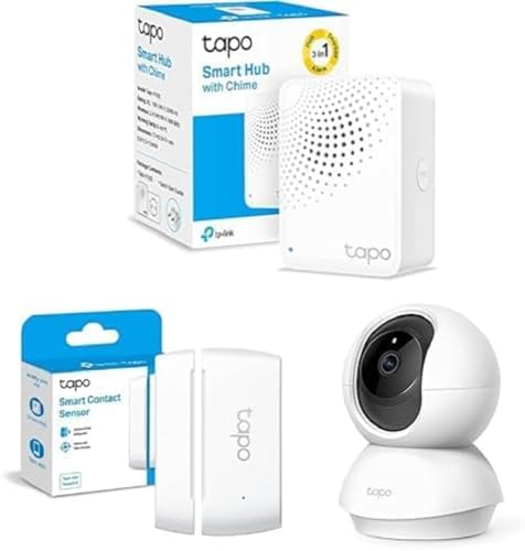 Tapo helfen dabei, Ihre Wohnung und Ihre Liebsten zu schützen, T110 Kontaktsensor mit Smart Hub C200 360°-WLAN-Überwachungskamera von TP-Link
