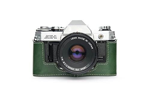 TP Original Handarbeit aus echtem echtem Leder halb Kamera Tasche Abdeckung für Canon AE-1 (ohne Griff) grüne Farbe von TP Original