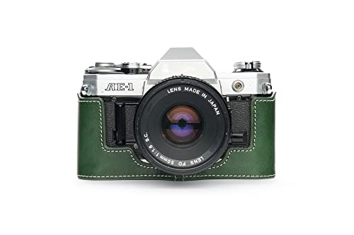 Handarbeit aus echtem echtem Leder halb Kamera Tasche Abdeckung für Canon AE-1 (ohne Griff) grüne Farbe von TP Original