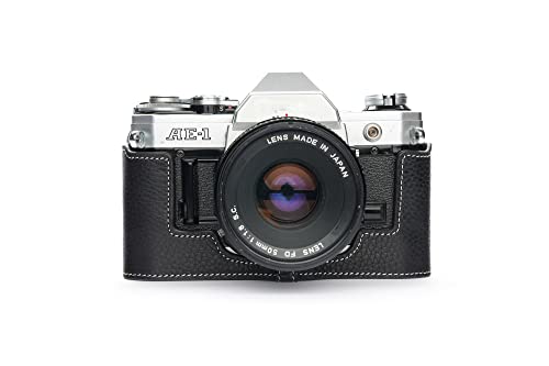 Handarbeit aus echtem echtem Leder halb Kamera Tasche Abdeckung für Canon AE-1 (ohne Griff) schwarz Farbe von TP Original