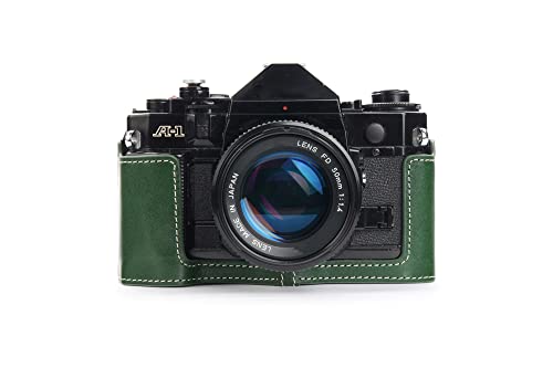 Handarbeit aus echtem echtem Leder halb Kamera Tasche Abdeckung für Canon AE-1 AE-1P A-1 (mit Griff) grüne Farbe von TP Original