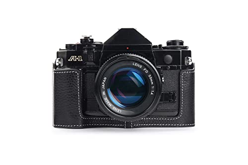 Handarbeit aus echtem echtem Leder halb Kamera Tasche Abdeckung für Canon AE-1 AE-1P A-1 (mit Griff) schwarz Farbe von TP Original