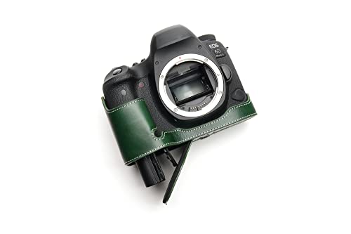 Handarbeit aus echtem echtem Leder halb Kamera Tasche Abdeckung für Canon EOS 6D Mark II 6D2 grüne Farbe von TP Original