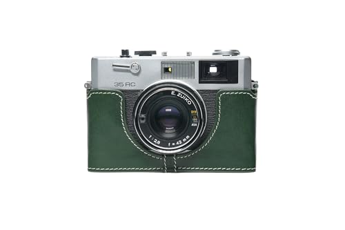 Handarbeit aus echtem echtem Leder halb Kamera Tasche Abdeckung für Olympus 35 RC grüne Farbe von TP Original