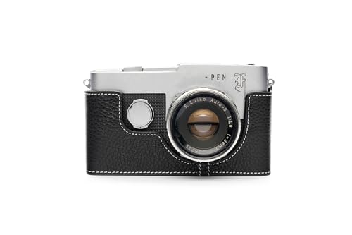 Handarbeit aus echtem echtem Leder halb Kamera Tasche Abdeckung für Olympus Pen F Filmkamera schwarz Farbe von TP Original
