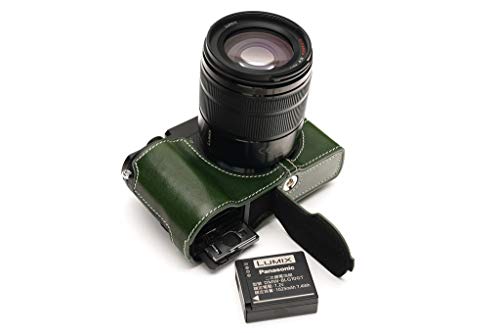 Handarbeit aus echtem echtem Leder halb Kamera Tasche Abdeckung für Panasonic GX9 GX7 Mark iii grüne Farbe von TP Original