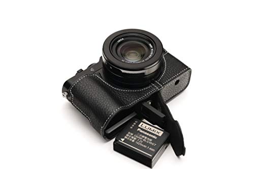 Handarbeit aus echtem echtem Leder halb Kamera Tasche Abdeckung für Panasonic LX100 II schwarz Farbe von TP Original