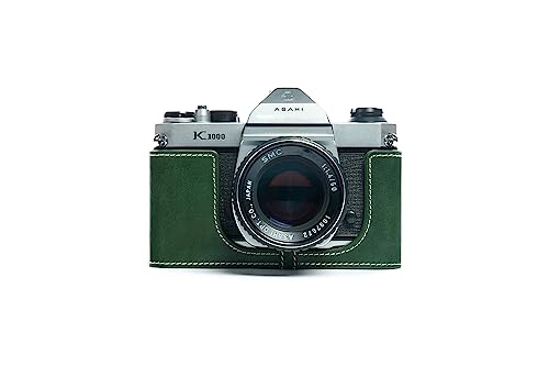 Handarbeit aus echtem echtem leder halb kamera tasche abdeckung für Pentax K1000 grüne farbe von TP Original