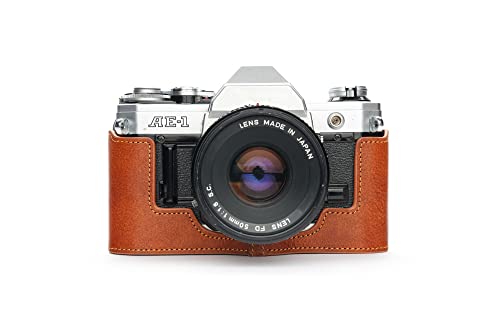 Handgefertigt aus echtem echtem Leder halbe Kamera Tasche Tasche Abdeckung für Canon AE-1 (ohne Griff) Rufous Farbe von TP Original