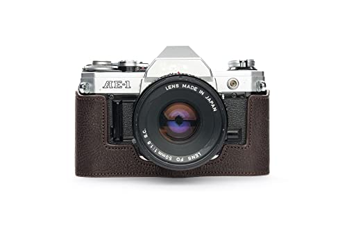 Handgefertigt aus echtem echtem Leder halbe Kamera Tasche Tasche Abdeckung für Canon AE-1 (ohne Griff) dunkelbraune Farbe von TP Original