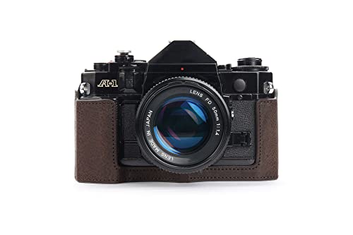 Handgefertigt aus echtem echtem Leder halbe Kamera Tasche Tasche Abdeckung für Canon AE-1 AE-1P A-1 (mit Griff) dunkelbraune Farbe von TP Original