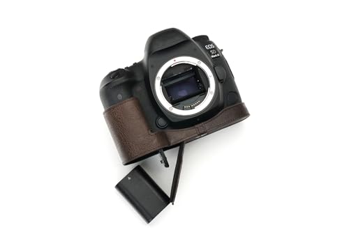 Handgefertigt aus echtem echtem Leder halbe Kamera Tasche Tasche Abdeckung für Canon EOS 5D Mark IV 5D4 dunkelbraune Farbe von TP Original