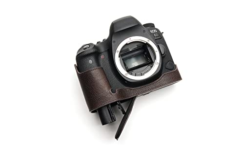 Handgefertigt aus echtem echtem Leder halbe Kamera Tasche Tasche Abdeckung für Canon EOS 6D Mark II 6D2 dunkelbraune Farbe von TP Original
