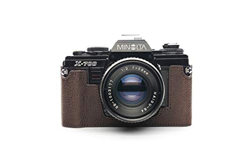 Handgefertigt aus echtem echtem Leder halbe Kamera Tasche Tasche Abdeckung für Minolta X-700 X700 dunkelbraune Farbe von TP Original