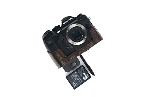 Handgefertigt aus echtem echtem Leder halbe Kamera Tasche Tasche Abdeckung für Olympus OM-1 Digitalkamera dunkelbraune Farbe von TP Original