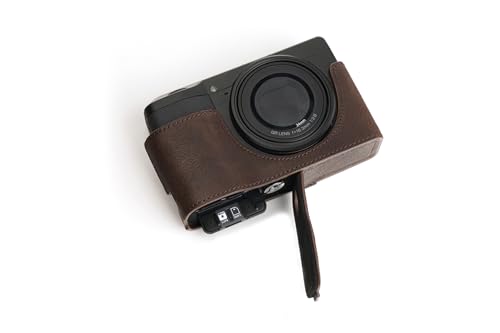 Handgefertigt aus echtem echtem Leder halbe Kamera Tasche Tasche Abdeckung für Ricoh GR III GR3 dunkelbraune Farbe von TP Original
