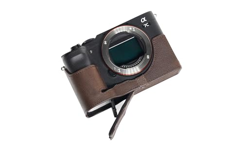 Handgefertigt aus echtem echtem Leder halbe Kamera Tasche Tasche Abdeckung für Sony A7C dunkelbraune Farbe von TP Original