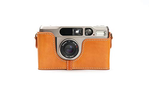 Handgefertigt aus echtem echtem Leder halbe Kamera Tasche Tasche für Contax T2 Sandy Brown von TP Original