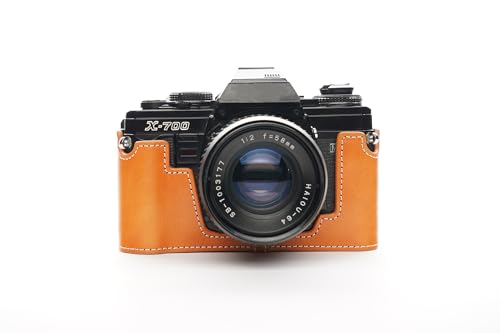 Handgefertigt aus echtem echtem Leder halbe Kamera Tasche Tasche für Minolta X-700 X700 Sandy Brown von TP Original