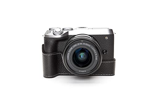 Handgefertigte Echtes Echtes Leder Halbe Kamera Tasche Abdeckung für Canon EOS M6 Mark II M2 Schwarz Farbe von TP Original