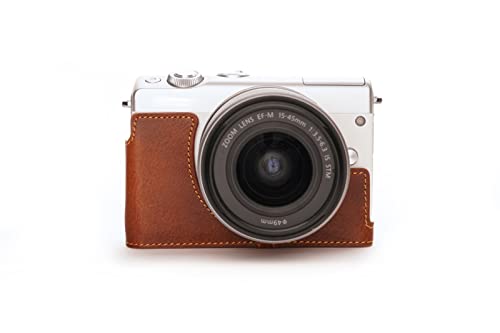 Handgefertigte Echtes Leder Halbe Kamera Case Abdeckung Tasche Für Canon EOS M200 M100 Rufous Farbe von TP Original