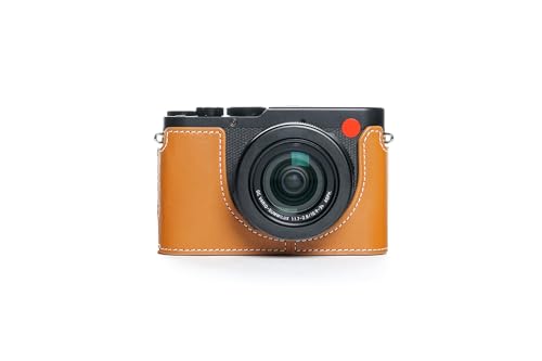 Handgefertigte Halb-Kameratasche aus echtem Leder für Leica D-LUX8, Sandbraun von TP Original
