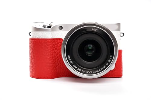 Handgemachte echte reale lederne Halbkameratasche Kameratasche für Samsung NX500 Red von PT